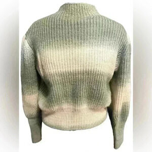 It’s Our Time Striped Cropped Lantern Sleeve Sweater Size Large